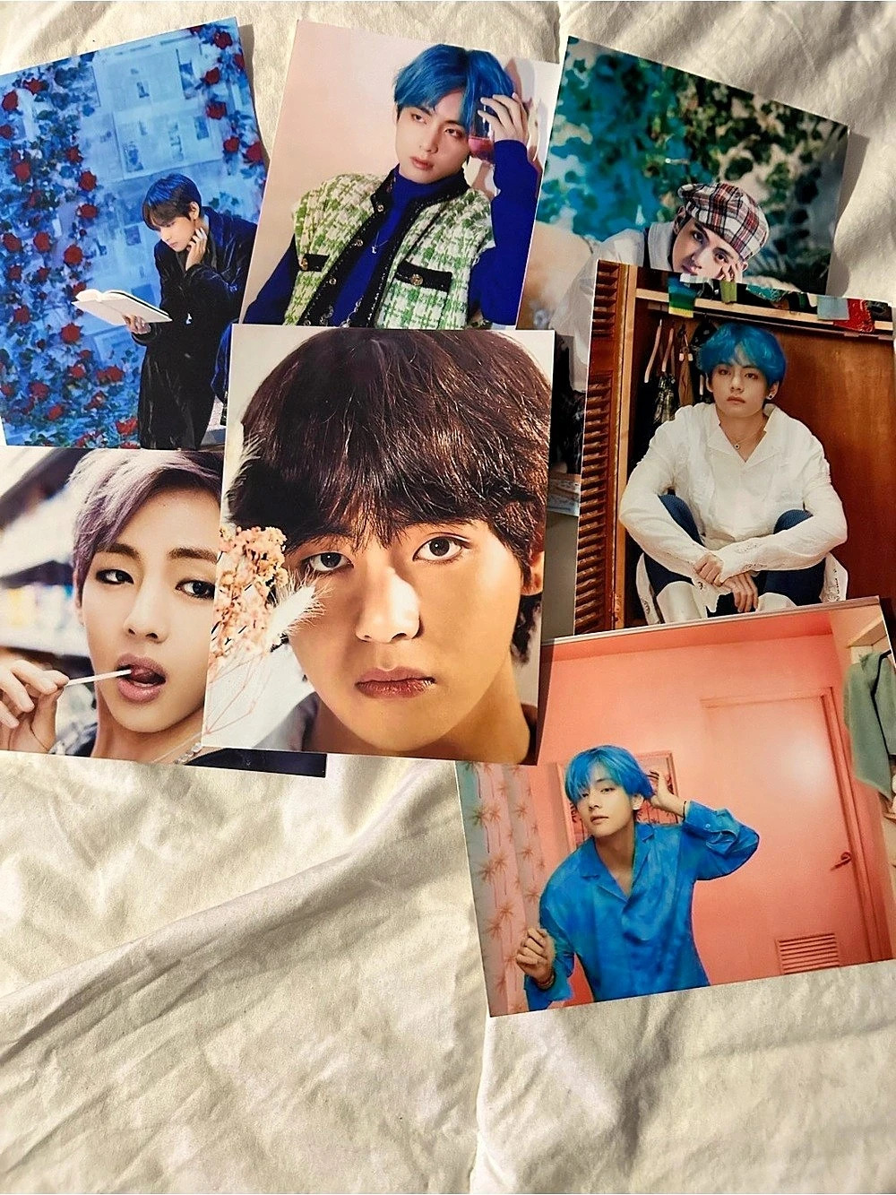 BTS K-Pop Photo Set in Blue & White